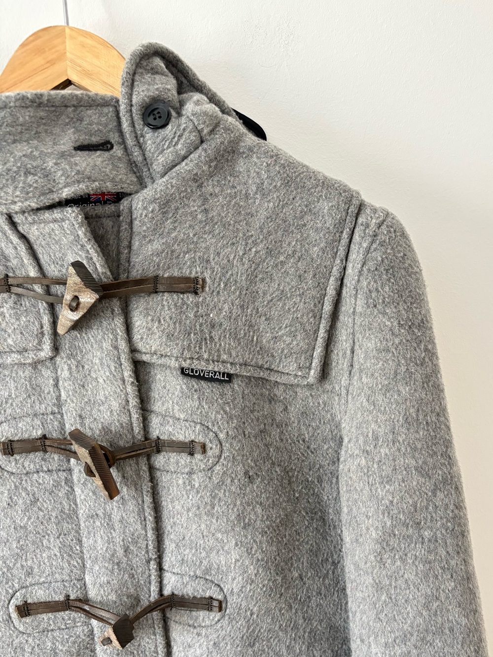 Vintage Gloverall English Duffle Coat Gray Wool Made in England Size US 12 Fall - Picture 6 of 11